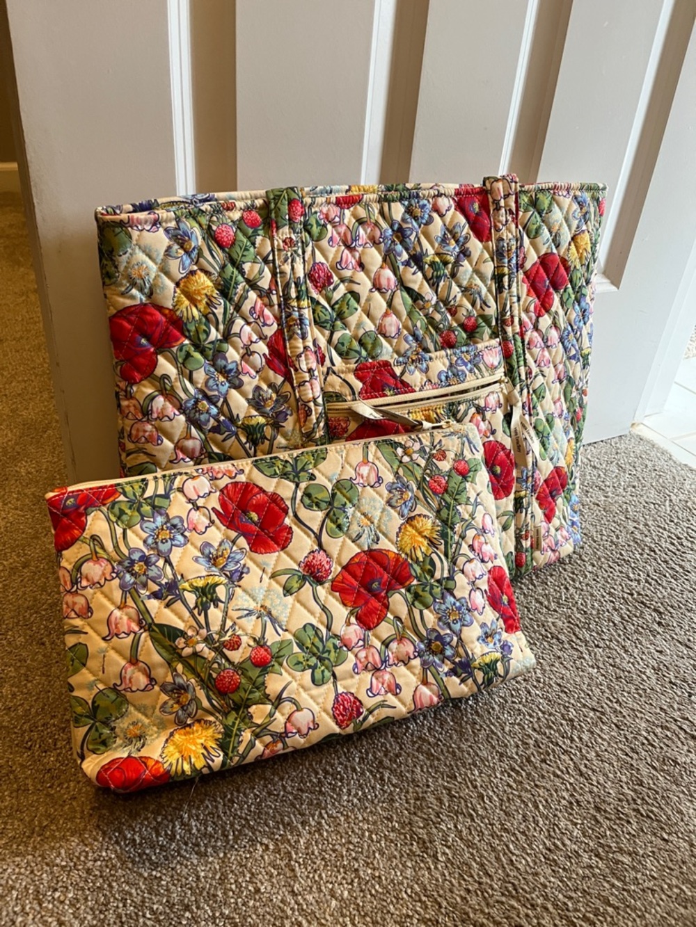 Vera Bradley Spring Garden Quilted Tote & Pouch Set NWOT